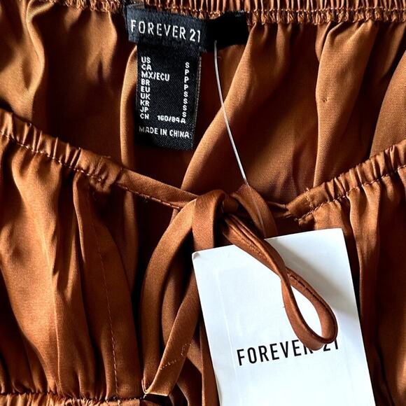 Forever 21 Rust Puff Sleeve Top Women S Cottagecore NWT Ruched Y2K - Picture 3 of 7